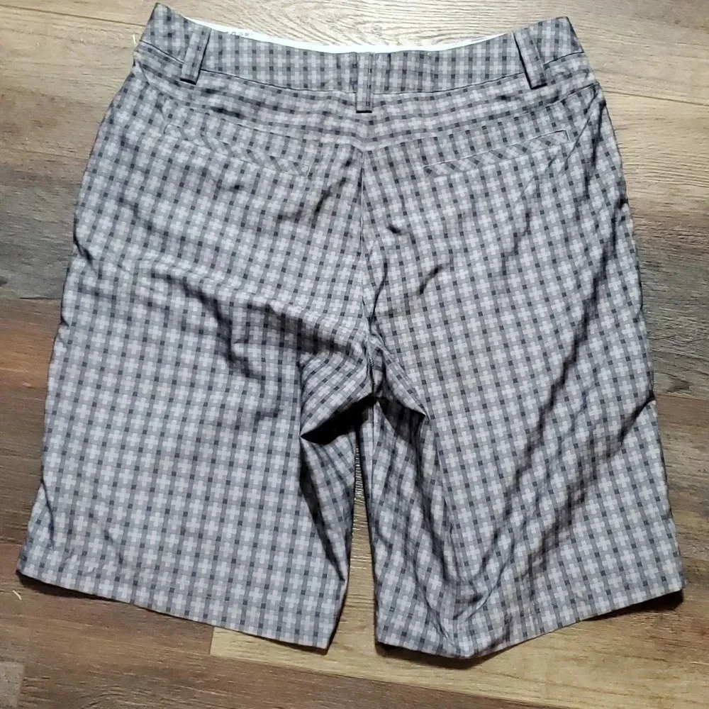 Puma grey pixel plaid hybrid quickdry flat front golf shorts